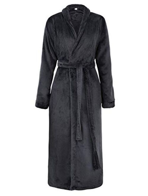 Simplicity Men/Women Luxurious Plush Kimono Bathrobe with Side Pockets