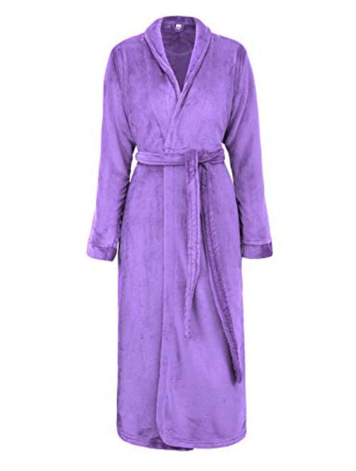 Simplicity Men/Women Luxurious Plush Kimono Bathrobe with Side Pockets