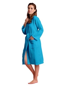 Luxurious Robe Soft Absorbent Lightweight Long Kimono Waffle Hotel/Spa Cotton Bathrobe for Women