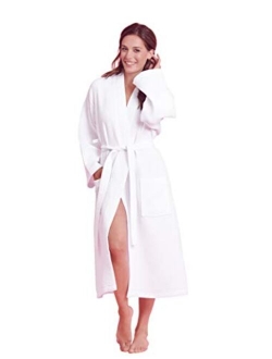 Luxurious Robe Soft Absorbent Lightweight Long Kimono Waffle Hotel/Spa Cotton Bathrobe for Women