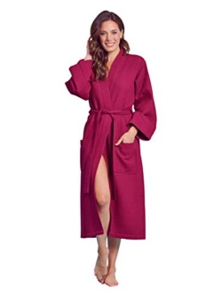 Luxurious Robe Soft Absorbent Lightweight Long Kimono Waffle Hotel/Spa Cotton Bathrobe for Women