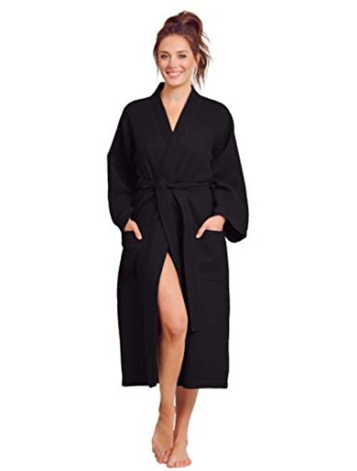 Luxurious Robe Soft Absorbent Lightweight Long Kimono Waffle Hotel/Spa Cotton Bathrobe for Women