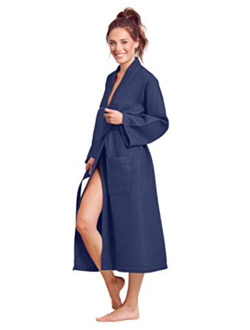 Luxurious Robe Soft Absorbent Lightweight Long Kimono Waffle Hotel/Spa Cotton Bathrobe for Women