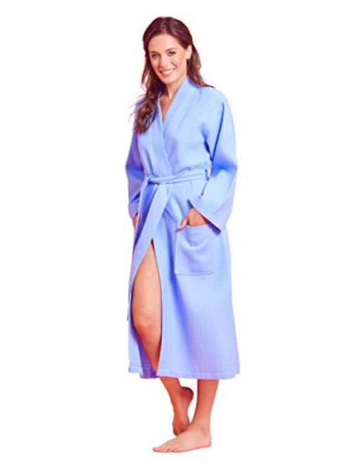 Luxurious Robe Soft Absorbent Lightweight Long Kimono Waffle Hotel/Spa Cotton Bathrobe for Women