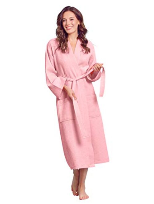 Luxurious Robe Soft Absorbent Lightweight Long Kimono Waffle Hotel/Spa Cotton Bathrobe for Women