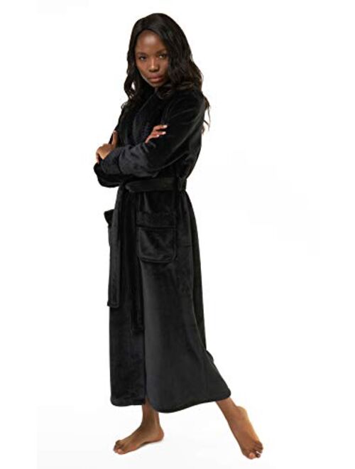 Turquaz Plush Robes For Women, Soft Warm Fleece Bathrobe for Women, Long Comfy Women's Robe