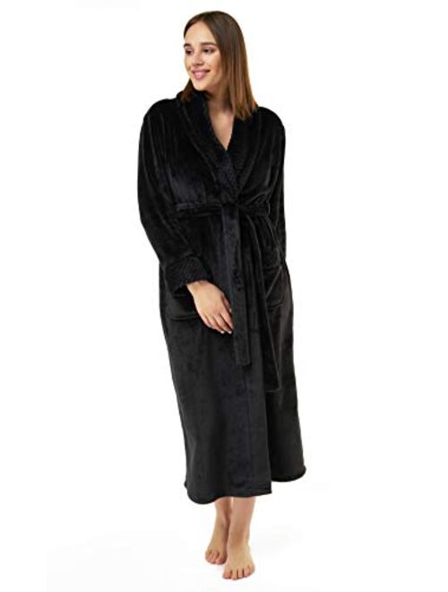 Turquaz Plush Robes For Women, Soft Warm Fleece Bathrobe for Women, Long Comfy Women's Robe