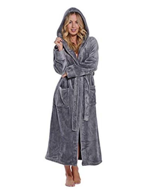 Turquaz Plush Robes For Women, Soft Warm Fleece Bathrobe for Women, Long Comfy Women's Robe