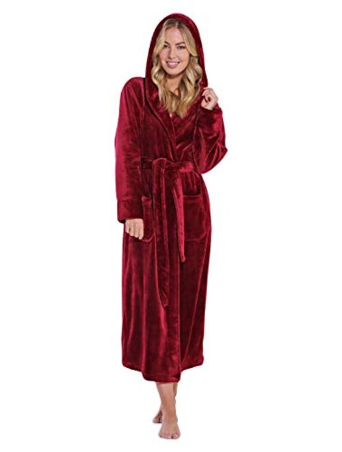 Turquaz Plush Robes For Women, Soft Warm Fleece Bathrobe for Women, Long Comfy Women's Robe