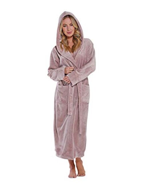 Turquaz Plush Robes For Women, Soft Warm Fleece Bathrobe for Women, Long Comfy Women's Robe