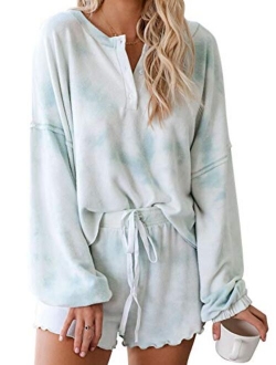 Astylish Womens Long Sleeve Sof 2 Piece Short Pajamas Set Nightwear Sleepwear Loungewear