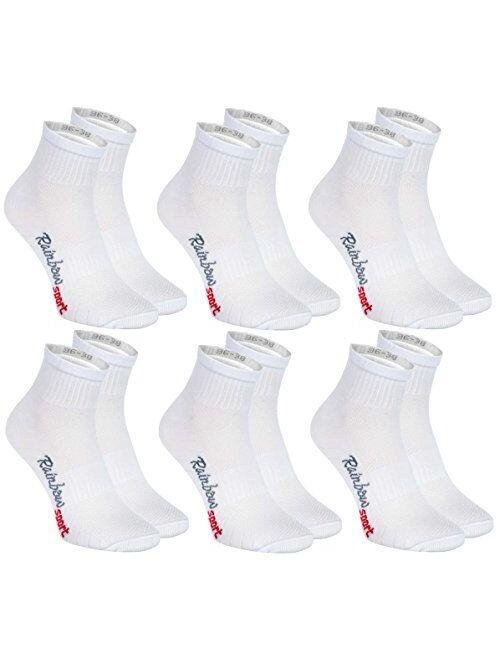 6 or 12 pairs of Cotton SPORT Athletic Socks, Black or White For Mens and Womens