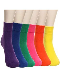 6Pairs Womens Cotton Color socks - Soft Casual Candy Color Crew Socks for Womens Girls