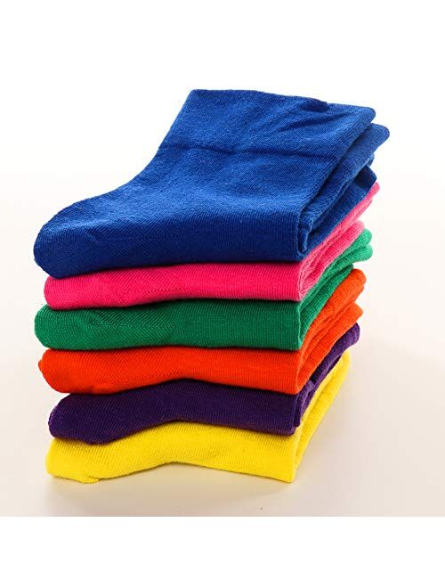 6Pairs Womens Cotton Color socks - Soft Casual Candy Color Crew Socks for Womens Girls