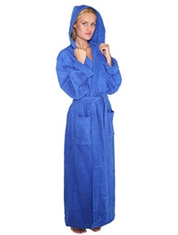 Arus Women's Pacific Style Full Length Tall Hooded Turkish Cotton Bathrobe