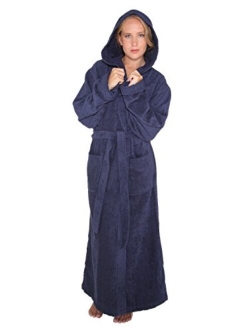 Arus Women's Pacific Style Full Length Tall Hooded Turkish Cotton Bathrobe