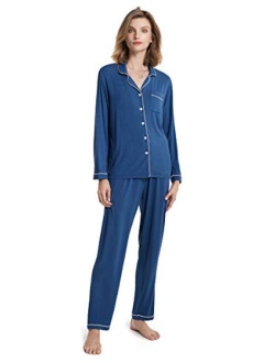 SIORO Soft Womens Pajama Sets, Modal Long Sleeve Pajamas for Women, Button Down Sleepwear Pj Lounge Wear