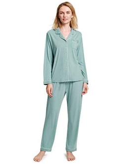 SIORO Soft Womens Pajama Sets, Modal Long Sleeve Pajamas for Women, Button Down Sleepwear Pj Lounge Wear