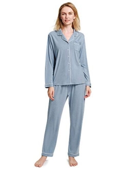 SIORO Soft Womens Pajama Sets, Modal Long Sleeve Pajamas for Women, Button Down Sleepwear Pj Lounge Wear