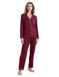 SIORO Soft Womens Pajama Sets, Modal Long Sleeve Pajamas for Women, Button Down Sleepwear Pj Lounge Wear