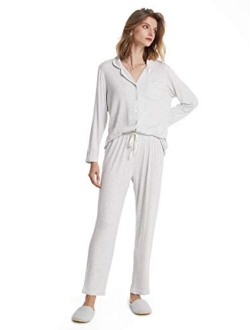 SIORO Soft Womens Pajama Sets, Modal Long Sleeve Pajamas for Women, Button Down Sleepwear Pj Lounge Wear