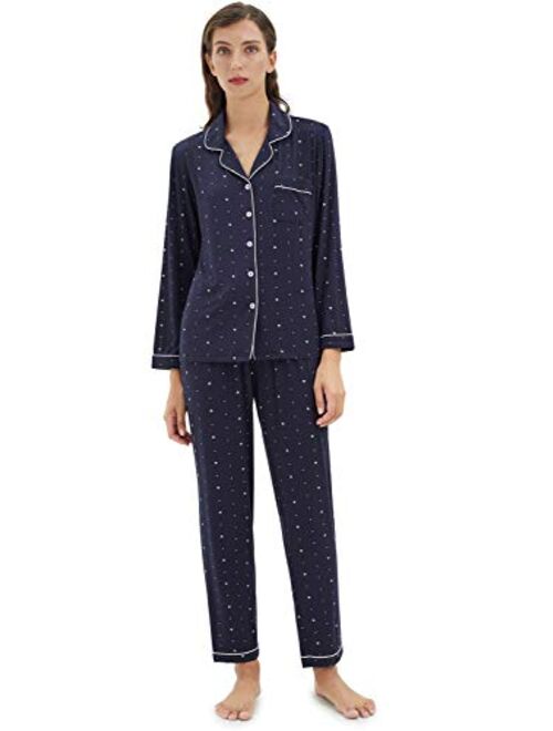 SIORO Soft Womens Pajama Sets, Modal Long Sleeve Pajamas for Women, Button Down Sleepwear Pj Lounge Wear