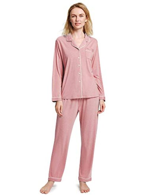 SIORO Soft Womens Pajama Sets, Modal Long Sleeve Pajamas for Women, Button Down Sleepwear Pj Lounge Wear