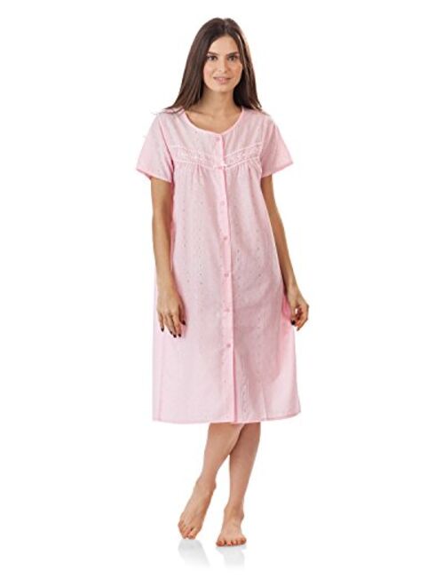 Casual Nights Women's Short Sleeve Eyelet Embroidered House Dress