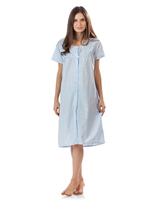 Casual Nights Women's Short Sleeve Eyelet Embroidered House Dress