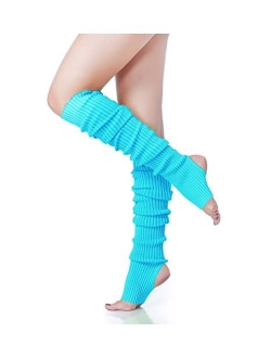 Long Leg Warmer, V28 Womens Men 80s Party Ribbed Knit Dance Sports