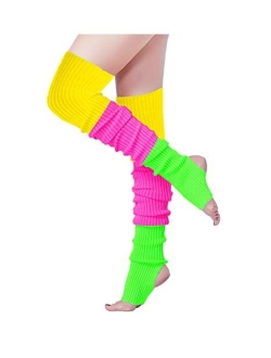 Long Leg Warmer, V28 Womens Men 80s Party Ribbed Knit Dance Sports