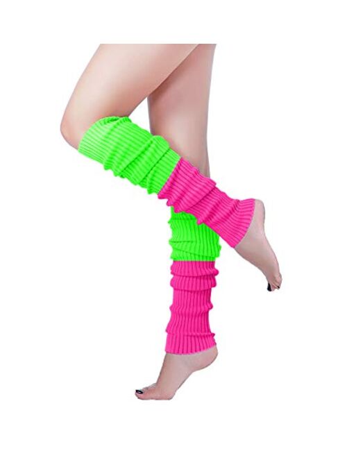 Long Leg Warmer, V28 Womens Men 80s Party Ribbed Knit Dance Sports