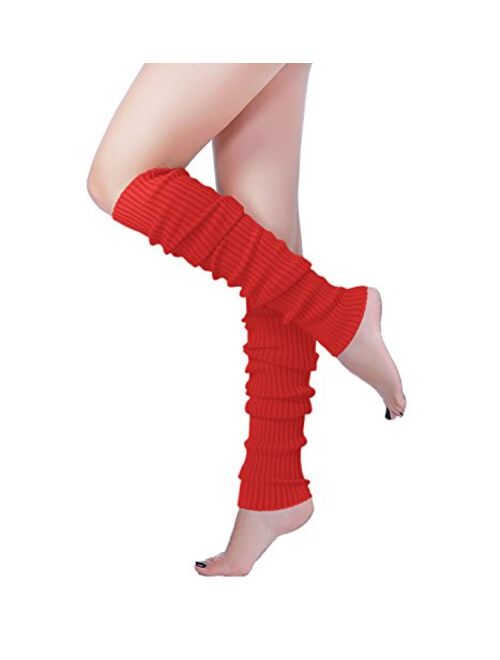 Long Leg Warmer, V28 Womens Men 80s Party Ribbed Knit Dance Sports