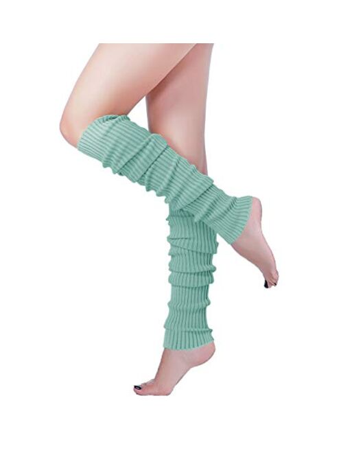 Long Leg Warmer, V28 Womens Men 80s Party Ribbed Knit Dance Sports