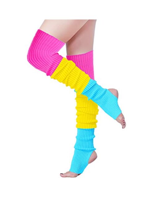 Long Leg Warmer, V28 Womens Men 80s Party Ribbed Knit Dance Sports