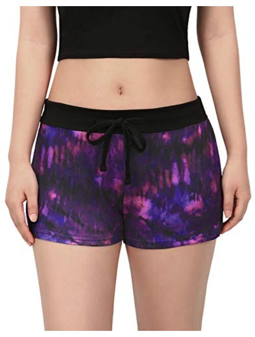 HDE Womens Juniors Pajama Shorts Sleep Wide Waistband Design Print Yoga Bottoms