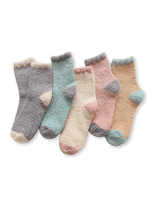 Women's Cozy Fluffy Socks Fuzzy Socks Plush Socks 5,6,7,8 Pairs