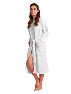 Soft Touch Linen Luxurious Cotton Women's Waffle Bath Robe, Long, Lightweight, Absorbent Bathrobe