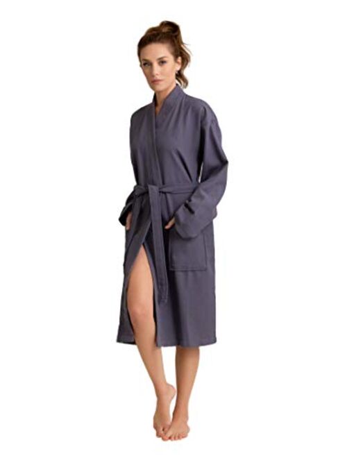 Soft Touch Linen Luxurious Cotton Women's Waffle Bath Robe, Long, Lightweight, Absorbent Bathrobe