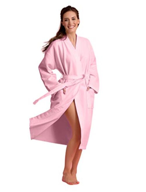 Soft Touch Linen Luxurious Cotton Women's Waffle Bath Robe, Long, Lightweight, Absorbent Bathrobe