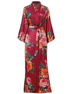 BABEYOND Kimono Robe Long Floral Bridesmaid Wedding Bachelorette Party Robe 53 Inches