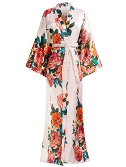 BABEYOND Kimono Robe Long Floral Bridesmaid Wedding Bachelorette Party Robe 53 Inches