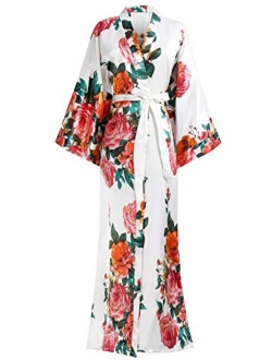 BABEYOND Kimono Robe Long Floral Bridesmaid Wedding Bachelorette Party Robe 53 Inches