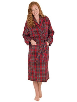 Cotton Flannel Robe Womens - Soft Yarn Dyed Plaid