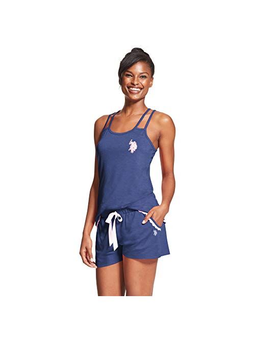 U.S. Polo Assn. Womens 2 Piece Racerback Tank Top and Shorts Pajama Sleepwear Set