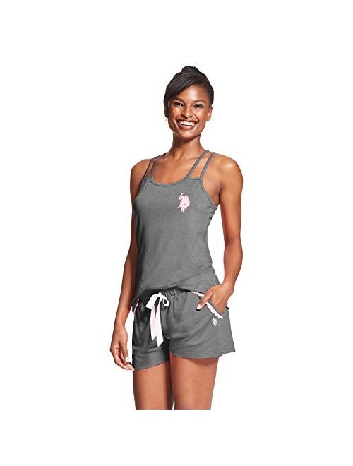 U.S. Polo Assn. Womens 2 Piece Racerback Tank Top and Shorts Pajama Sleepwear Set