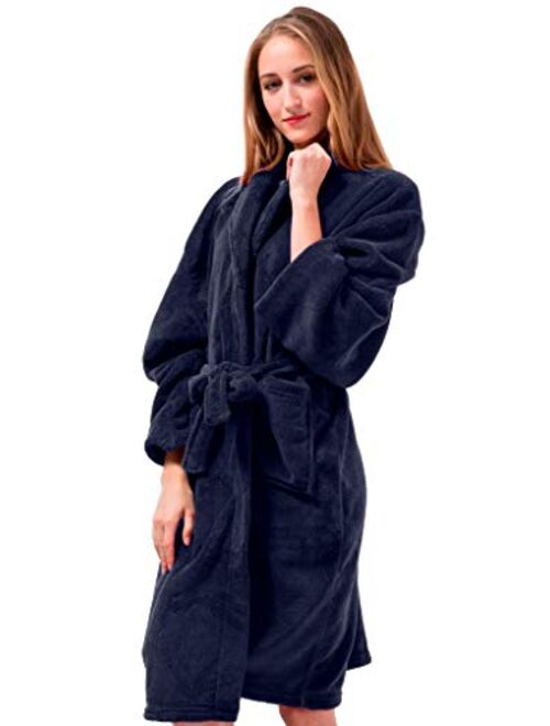 Pembrook Ladies Robe - Plush Fleece Kimono Wrap Spa Bathrobe Women, Girls