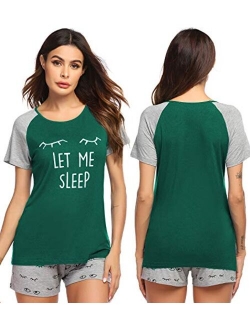 Women's Pajama Set Sleepwear Pj Set Two Piece Pajamas Tee Sleep Shorts Pjs Sets(S-XXL)