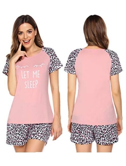 Women's Pajama Set Sleepwear Pj Set Two Piece Pajamas Tee Sleep Shorts Pjs Sets(S-XXL)