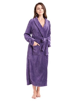 Women's Fleece Bathrobe Long Shawl Collar Plush Robe